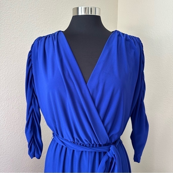 Eliza J Blue Ruched High Low Dress - Picture 4 of 13